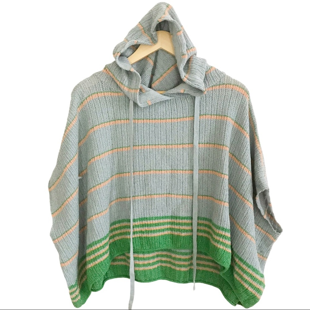 Free People Shimmer Sheen Hooded Poncho Sweater